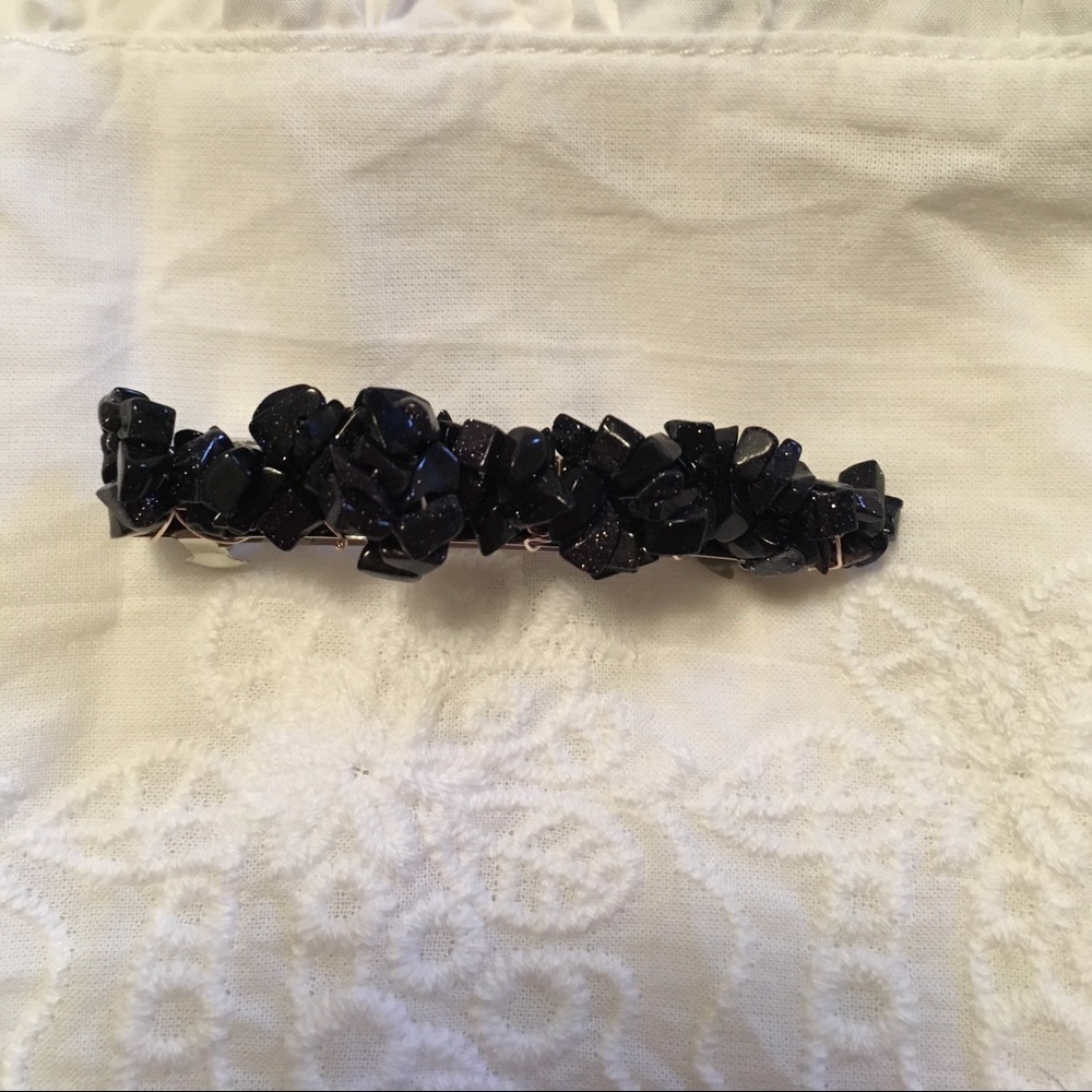 Small Midnight Tourmaline wrapped barrette